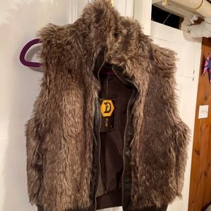 Brown faux fur vest